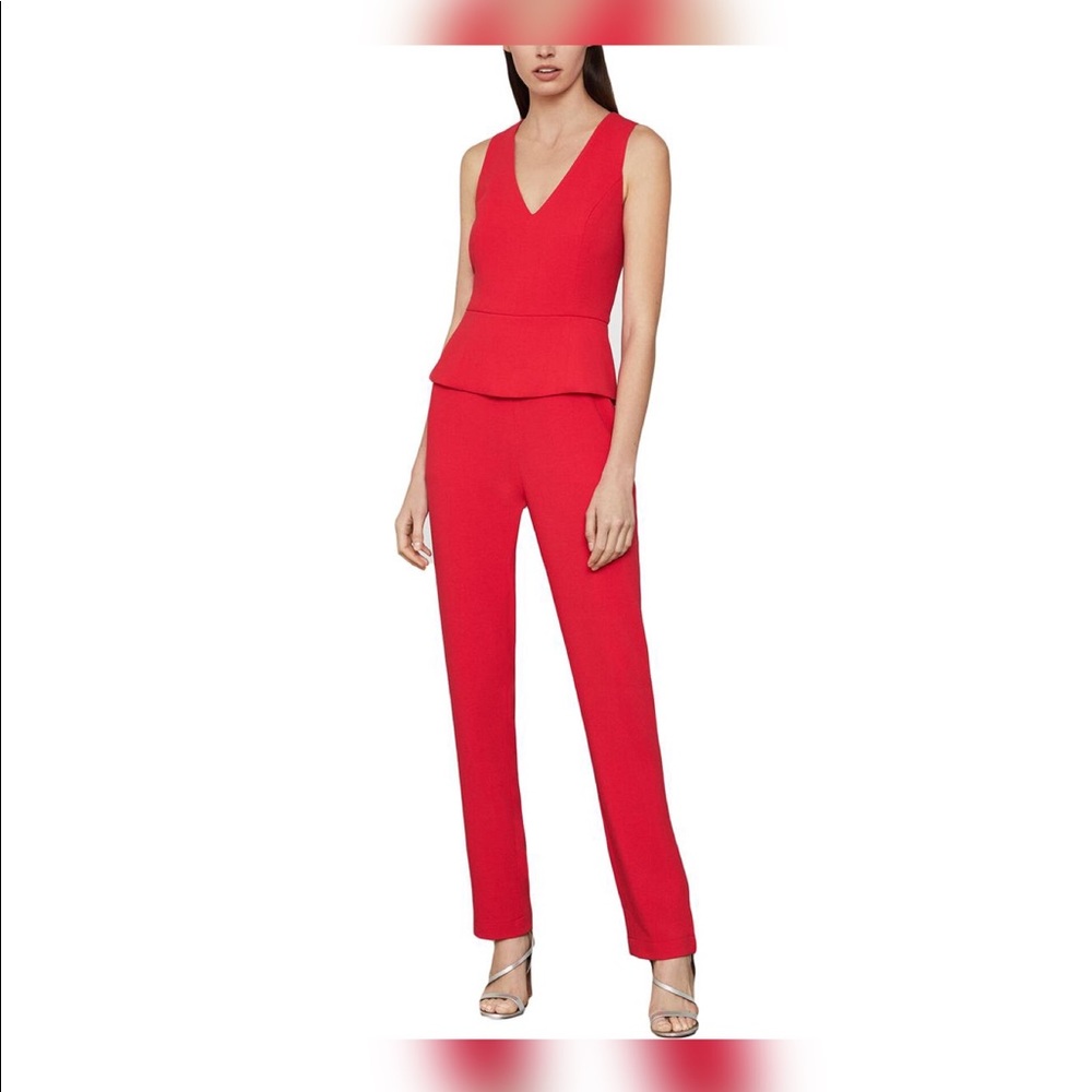 BCBG Cerys Womens Peplum Sleeveless Jumpsuit